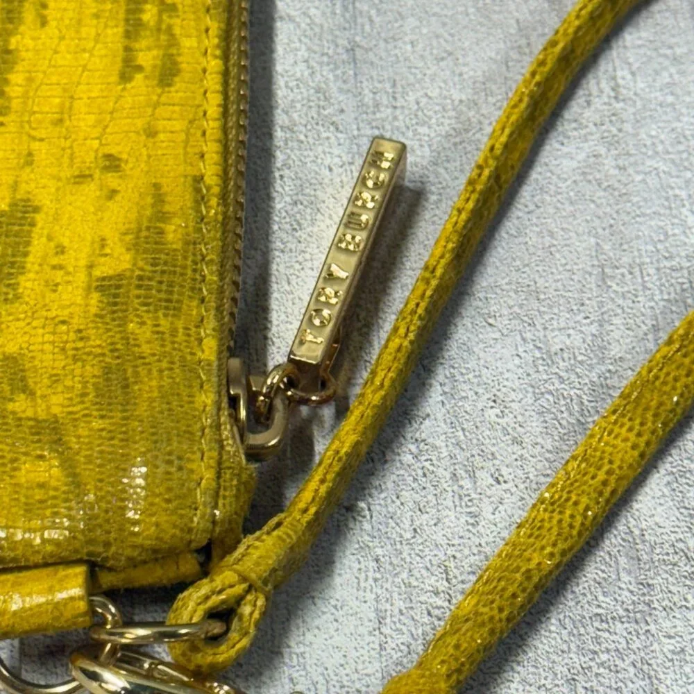 TORY BURCH Reva Croc Embossed Leather Wristlet Wallet - Yellow - Picture 9 of 9